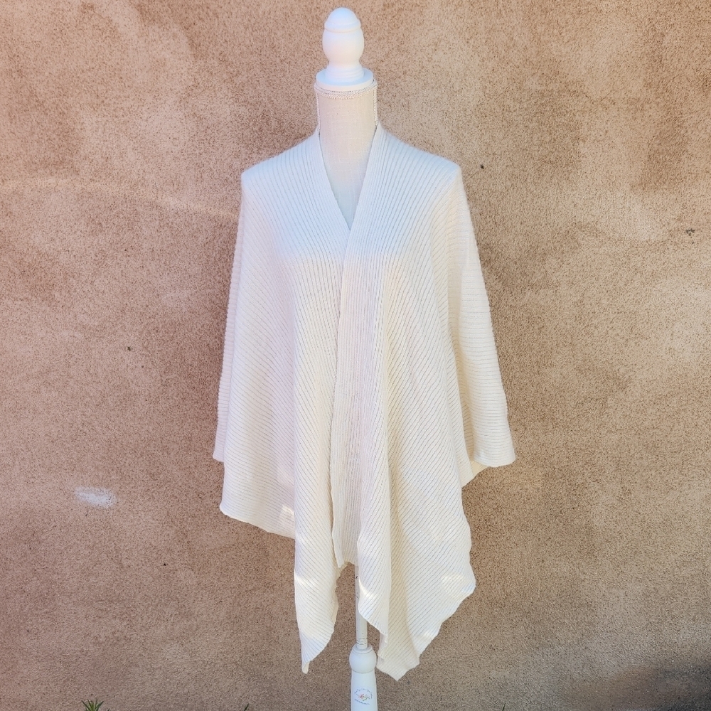 Time and Tru Chunky Folded Ruana Waterfall Longline Asymmetrical Cardigan Wrap